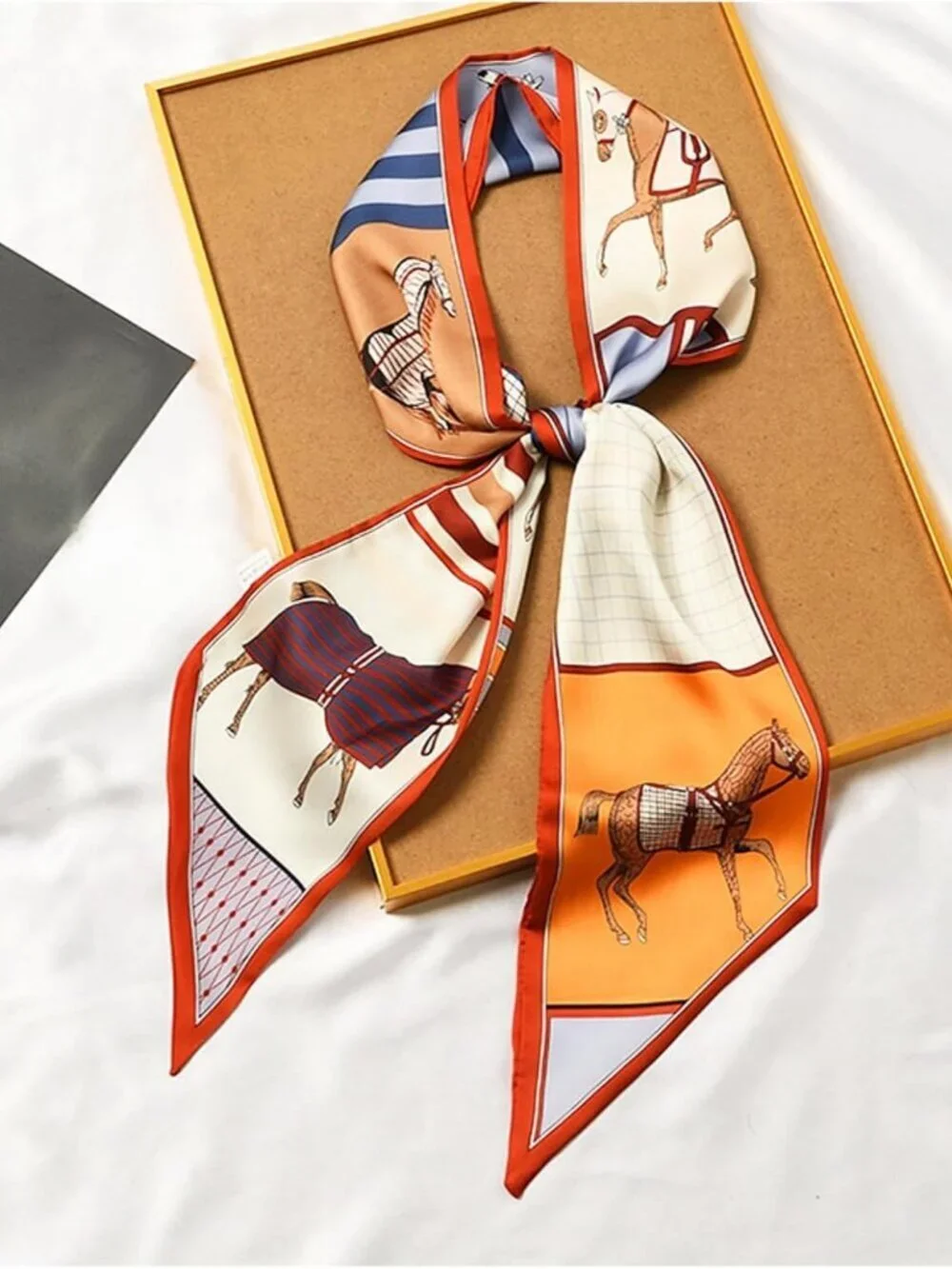 Women's Steed Orange Red Edge Elegant Oblique Angle Scarves Bag Scarfs